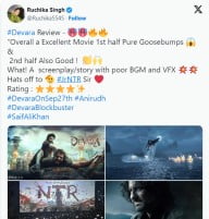 Devara Jr NTR X Twitter Review Jr NTR's Amazing performance पर बजी सीटिया, VFX ने किया disappoint 27